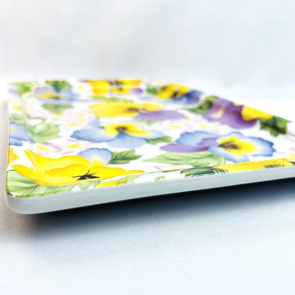 Pillivuyt France Vintage Pansy Porcelain Platter Rare Hand Painted Tray 11" - Picture 10 of 12